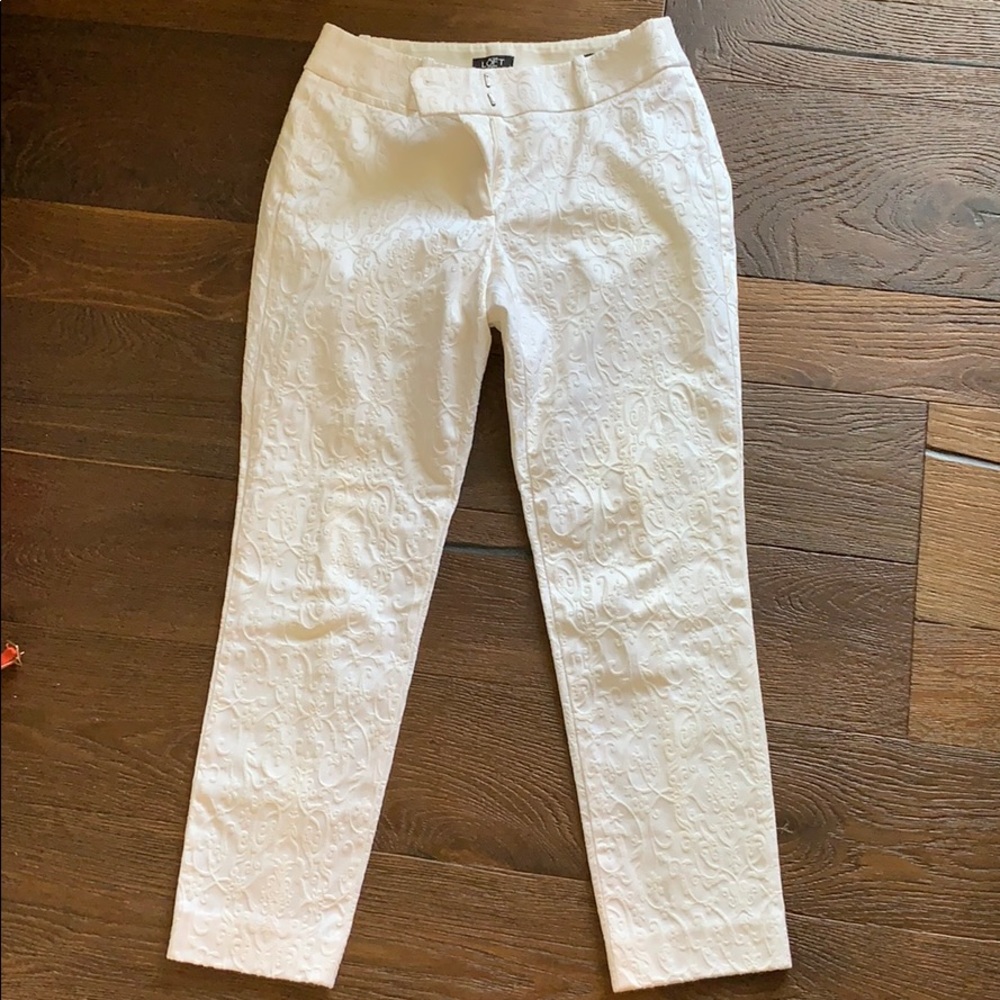 Loft Julie Jacquard Skinny Ankle Pants in 0P